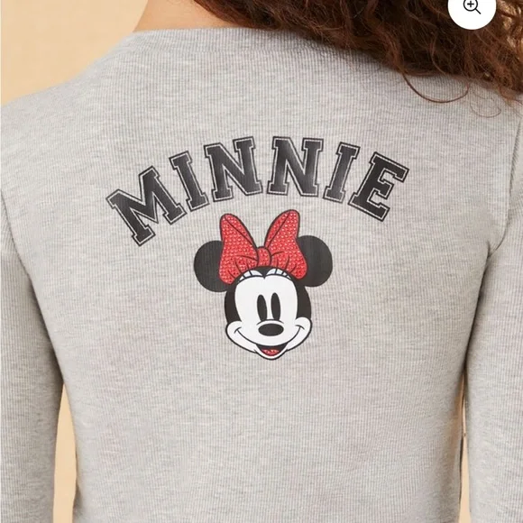 NWT DISNEY MINNIE MOUSE
PAJAMA ROMPER Gray long-sleeve snap button women small - Picture 6 of 11